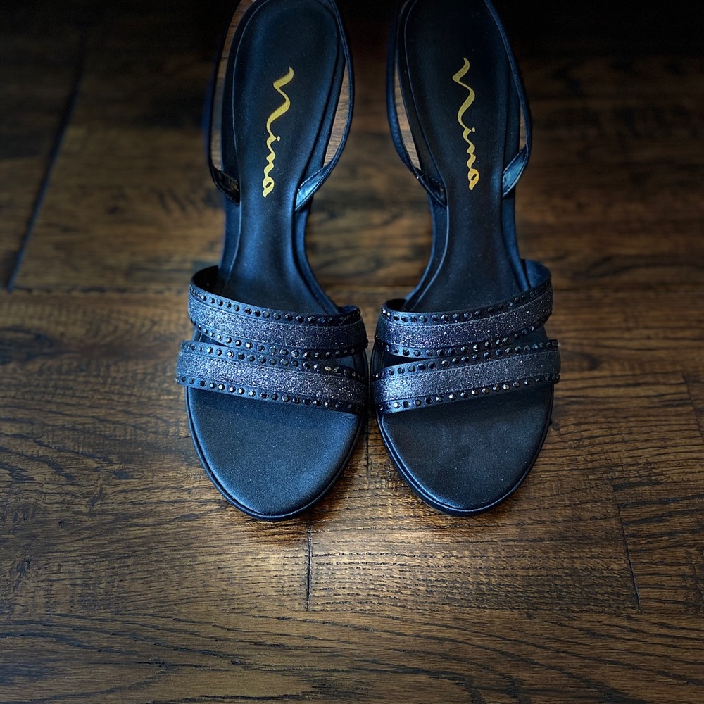 👠Nina Getaway - LS Black Satin heels